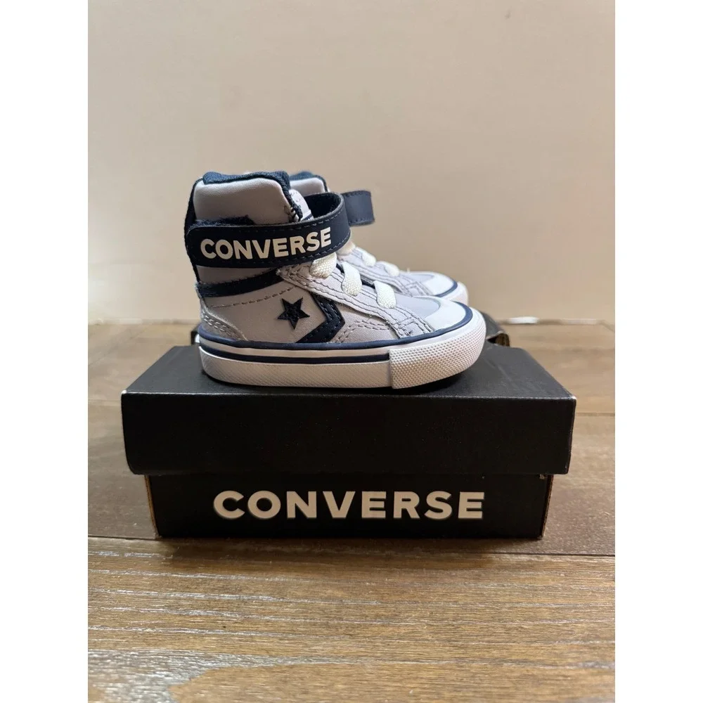 Converse Pro Blaze Strap Hi Kids Sneakers Grey Navy A08475C Size 4 Infant